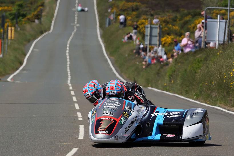 Ben and Tom Birchall cornering at the Isle of Man TT