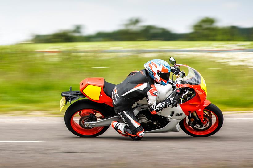 Yamaha XSR900 GP cornering action on the road