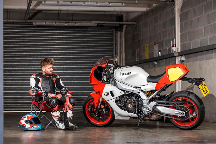 Yamaha XSR900 GP in pit lane with Carl Stevens