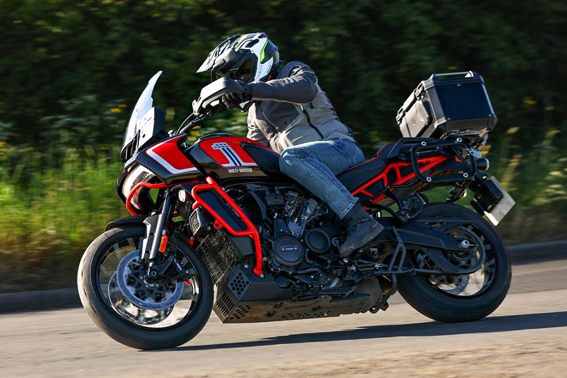 Riding a Harley-Davidson CVO Pan America in an ADV helmet