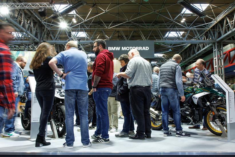 Motorcycle Live visitors look at the new bikes