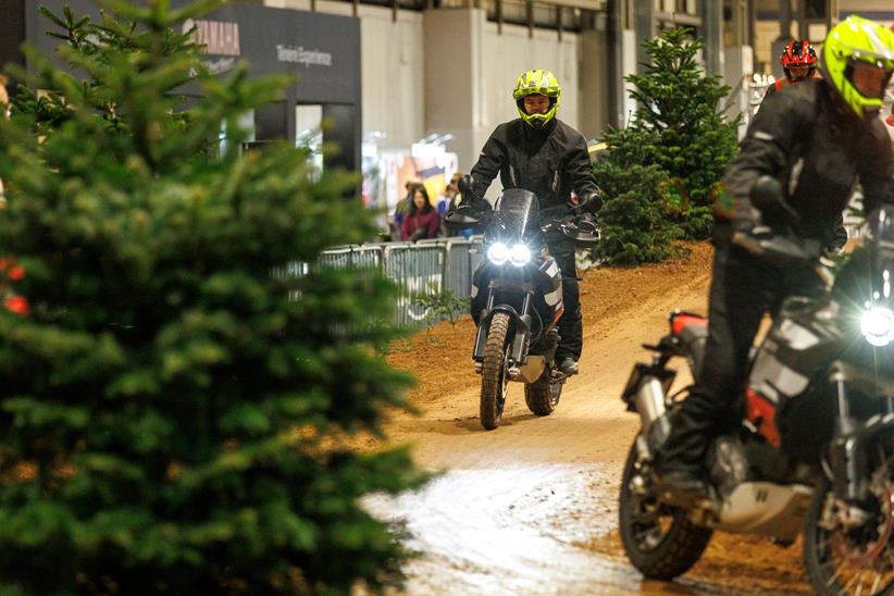 Riders tackle the off-road course at Motorcycle Live