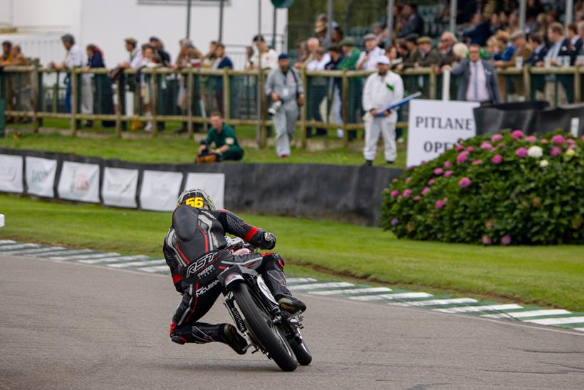 Classic motorcycle cornering at the Goodwood Revival