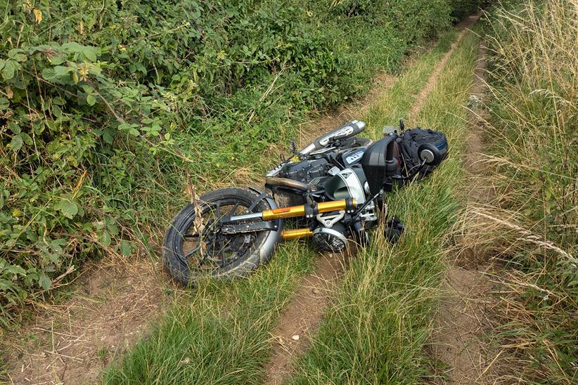 Crashed Triumph Scrambler 400 X