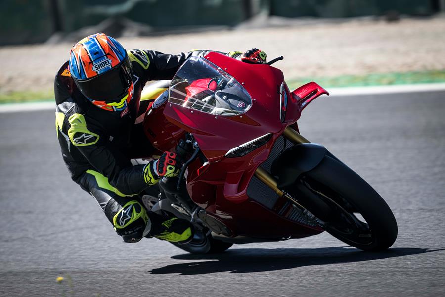 Ducati Panigale V4S track cornering action shot