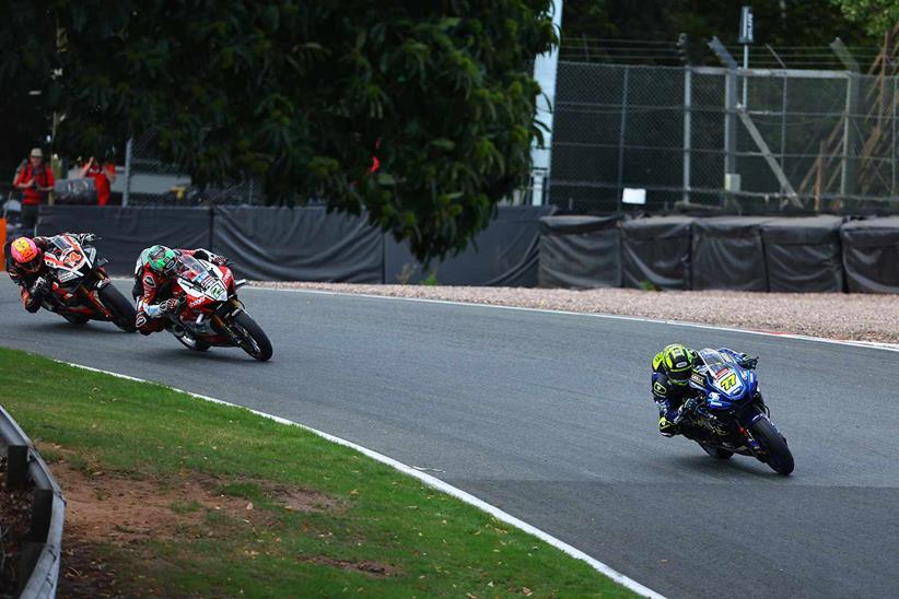 Kyle Ryde pulls away from Glenn Irwin and Lee Jackson at Oulton Park