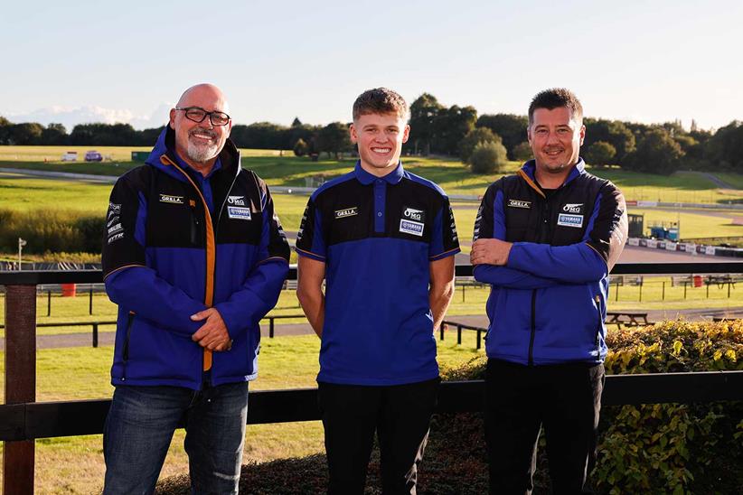 Joe Talbot with OMG Racing's Alan Gardner and Paul Curran