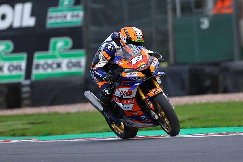 Joe Talbot in action at Oulton Park onboard his Superstock machine