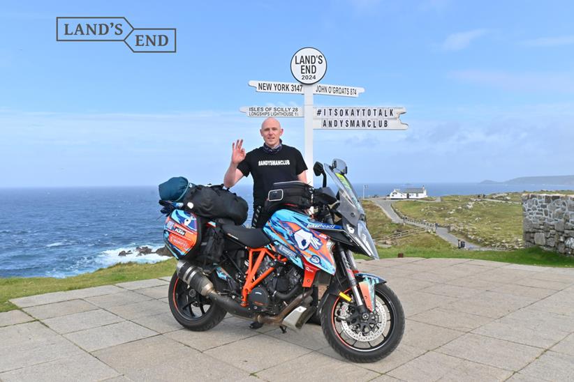 Josh Richardson with his KTM Super Duke GT at Land's End