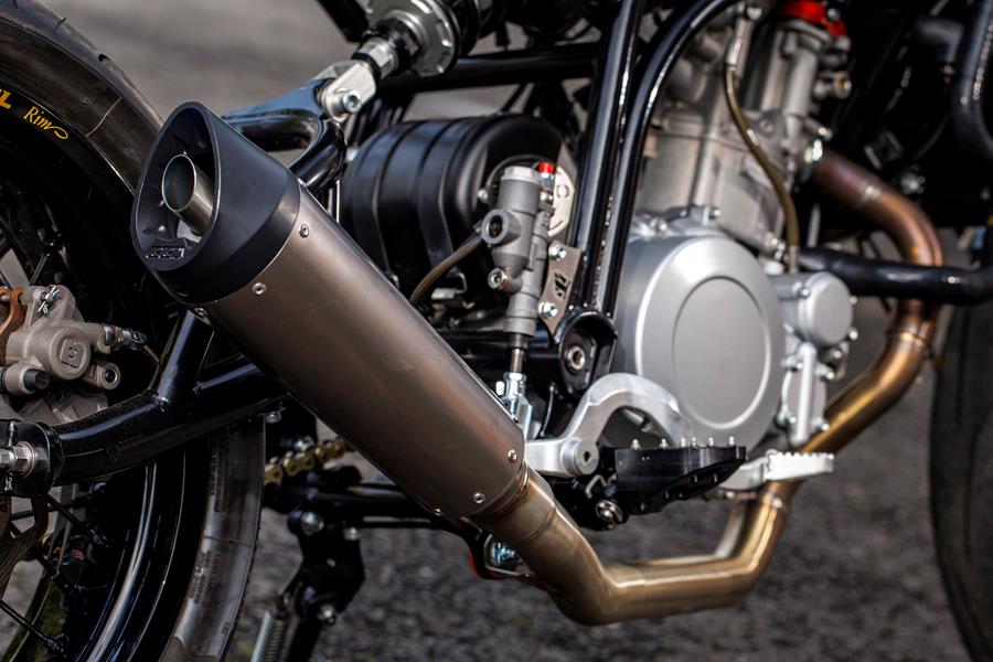 2025-on CCM Street Moto Core exhaust close up