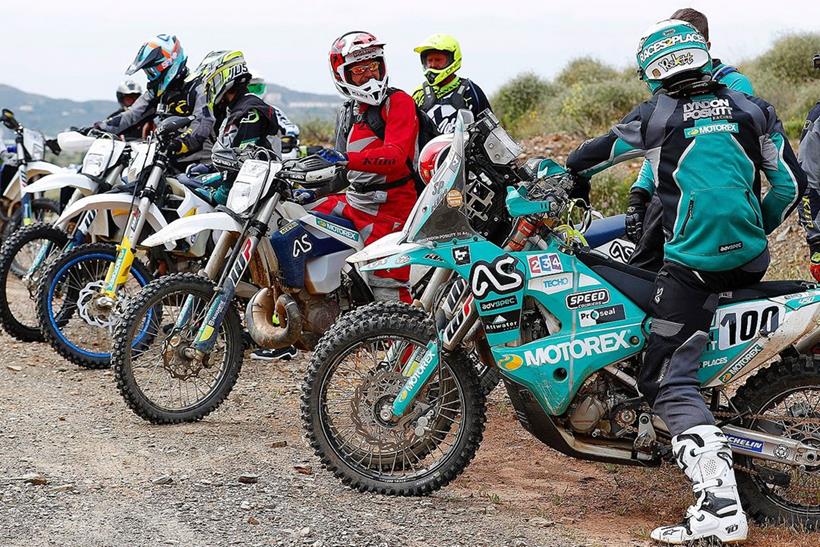 Lyndon Poskitt with group at the Adventure Rider Centre