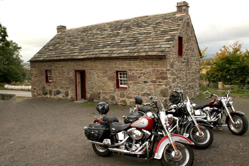 Harley-Davidson motorcycles parked outside the 'Davidson' cottage