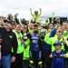 Kyle Ryde celebrates with family and friends after winning race one at Donington Park