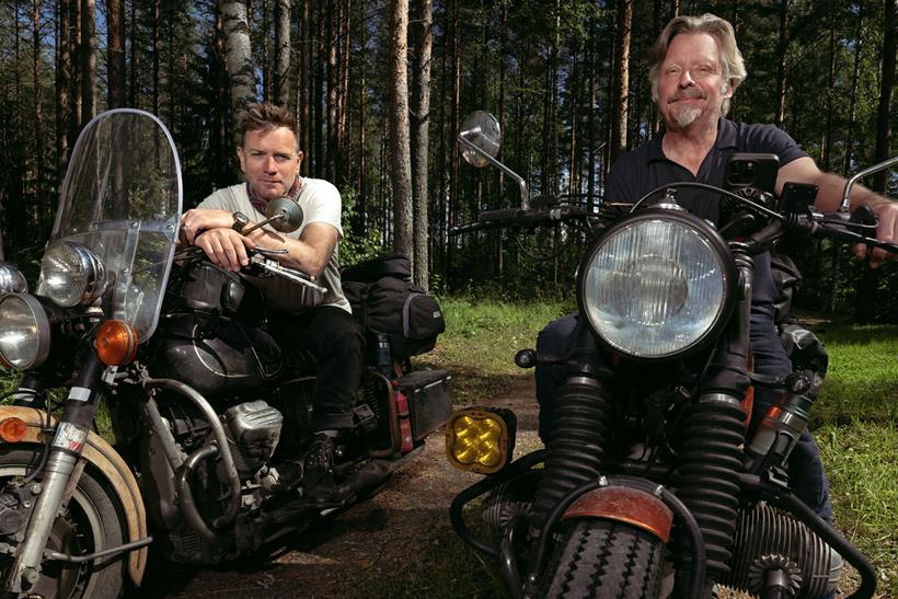 Charley Boorman and Ewan McGregor with their classic bikes used for the new AppleTV+ series