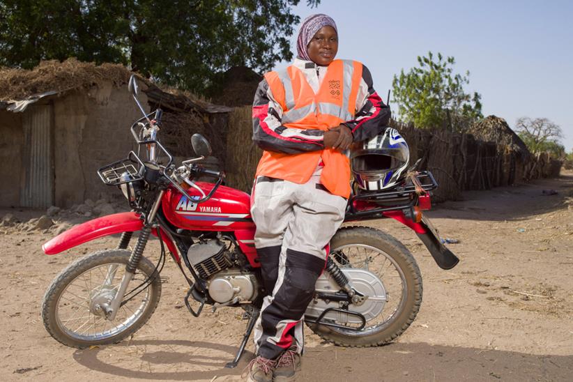 Riders for Health rider with Yamaha AG200