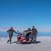 Scooter and sidecar on salt flats