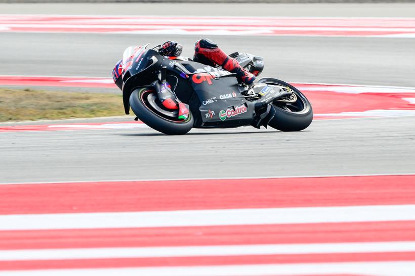 Aprilia MotoGP cornering on track