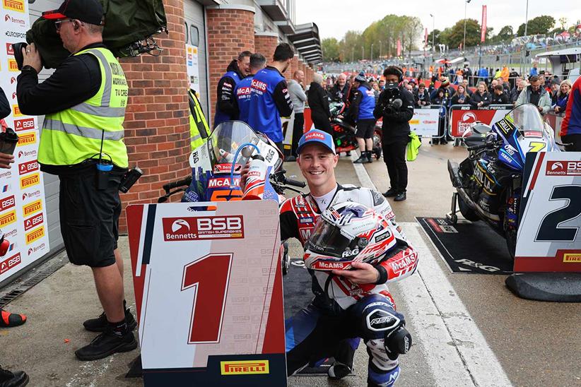 Danny Kent celebrates his maiden BSB victory at Brands Hatch