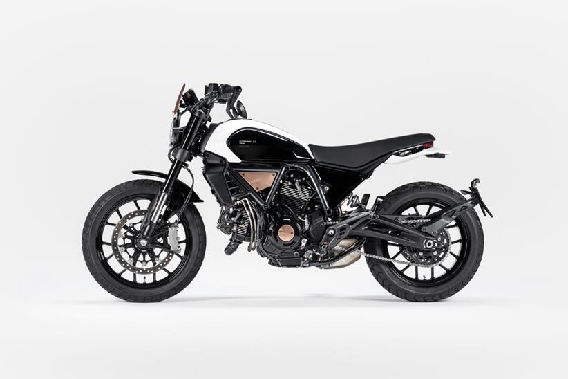 Ducati Scrambler 10° Anniversario Rizoma Edition front three quarters