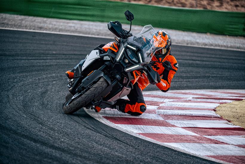 Knee down on the KTM 1390 Super Adventure S Evo