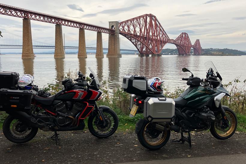 BMW R1300GS and H-D PanAm at the Forth Bridge