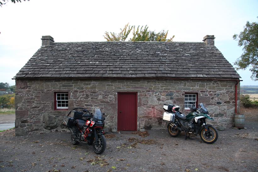 BMW R1300GS and H-D PanAm at Davidson Cottage