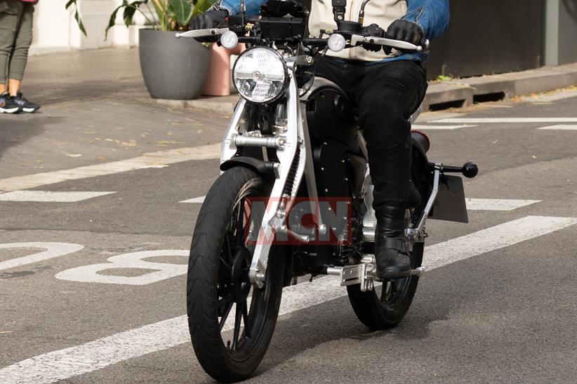 Front end of a spied Royal Enfield electric concept