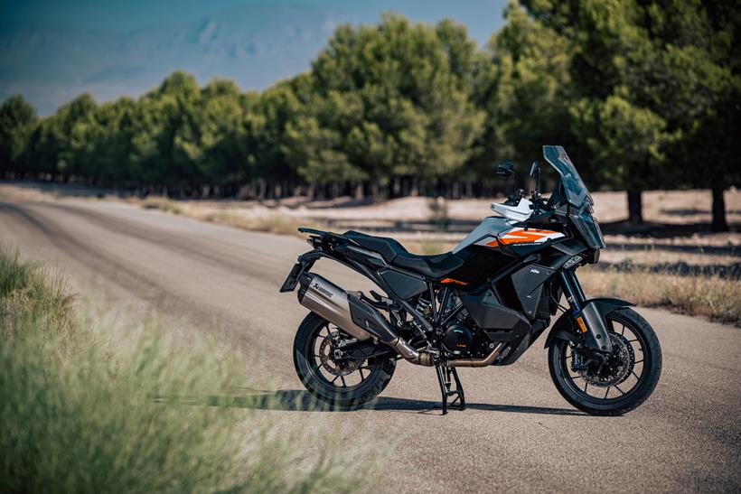 KTM 1390 Super Adventure S on its centre stand