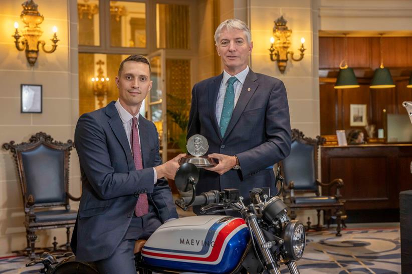 Seb Inglis-Jones presented with Simms Medal by Duncan Wilsthire, Chairman of the Royal Automobile Club