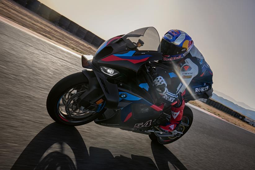 BMW M1000RR action shot on track