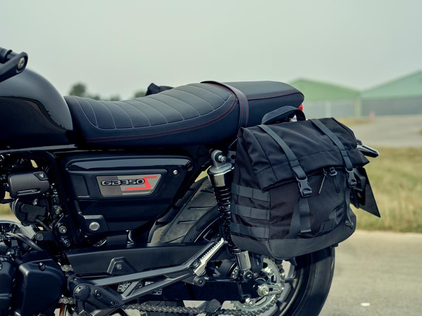 Honda GB350S logo and side luggage