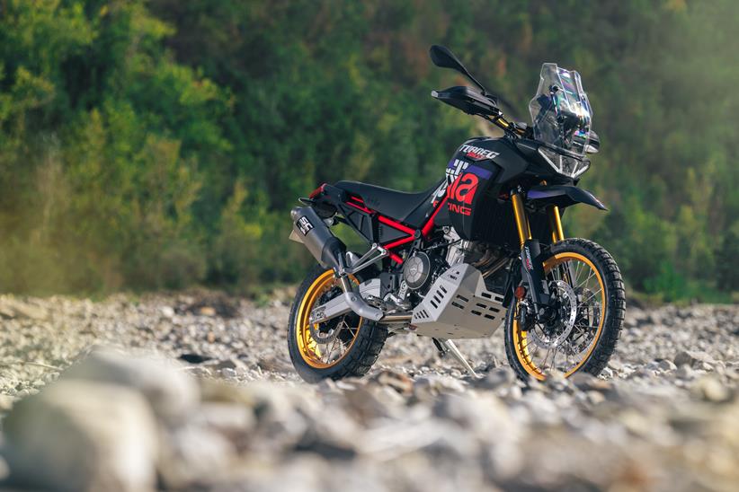 A side view of the Aprilia Tuareg 660 Rally