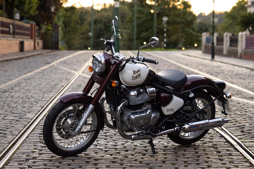 Royal Enfield Classic 650 on its side stand