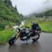 BMW R12 nineT parked at the roadside in the Alps