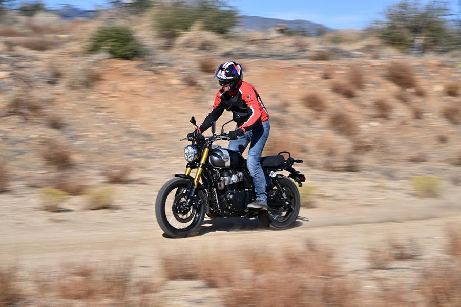 2025-on Royal Enfield Bear 650 stood up on a dirt track