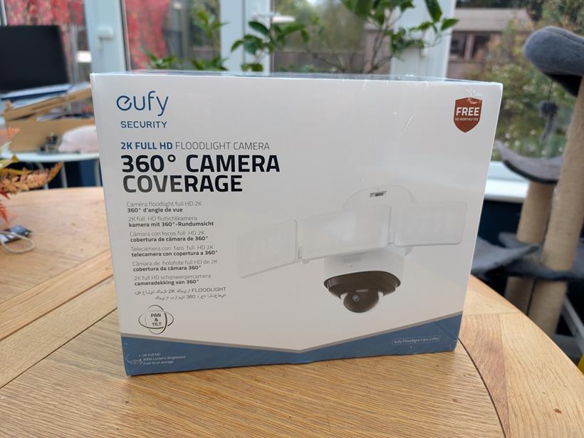 Eufy floodlight camera boxed