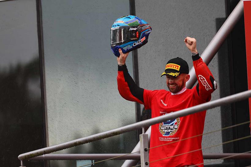 Jack Kennedy celebrates his Supersport title win at Brands Hatch