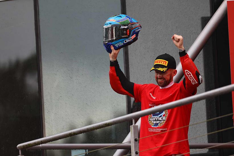 Jack Kennedy celebrates his Supersport title win at Brands Hatch