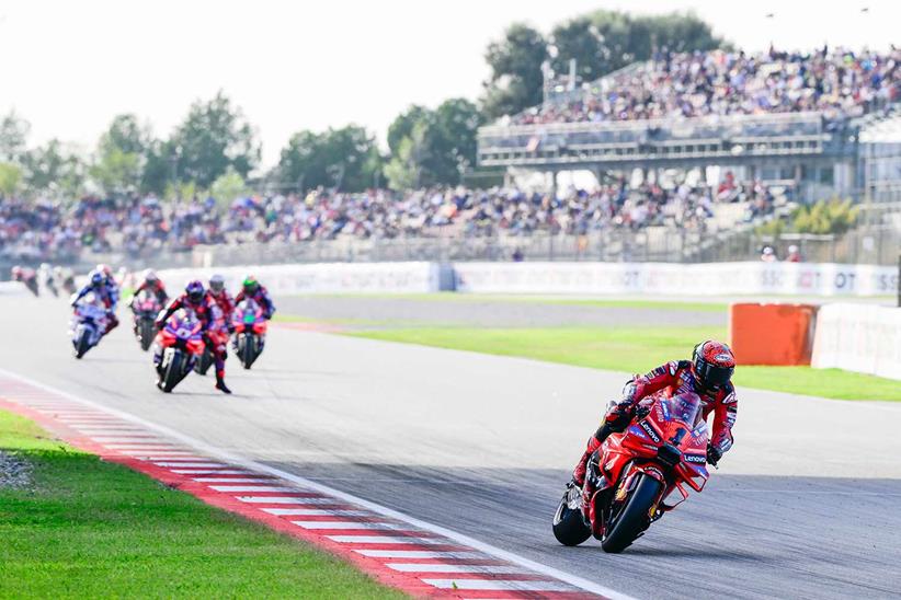 Pecco Bagnaia pulls away from Jorge Martin and the field in Barcelona.