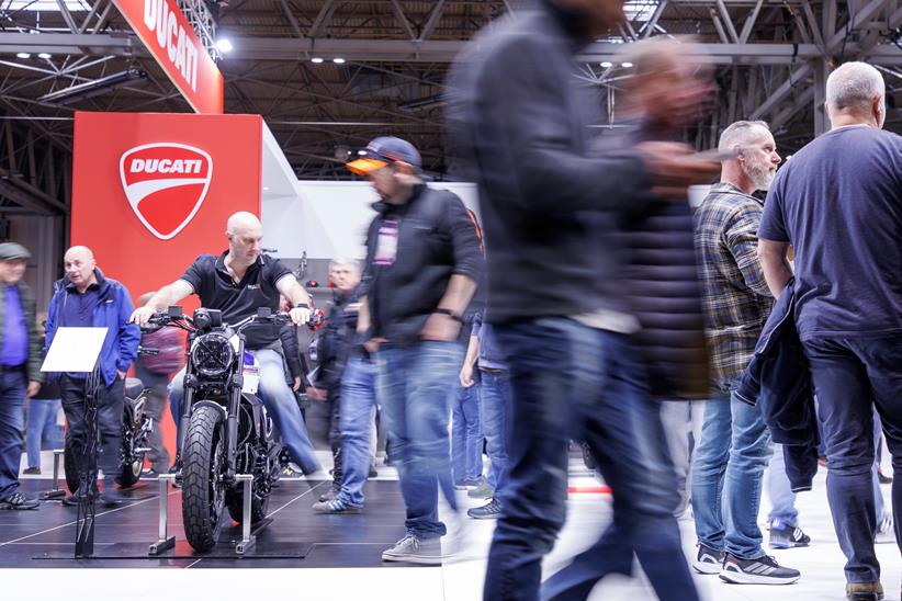 Crowds on the Ducati stand at Motorcycle Live