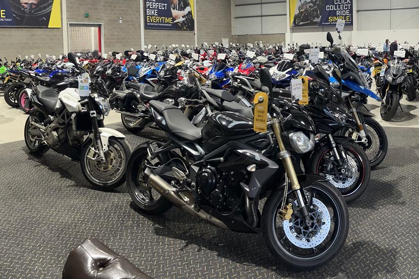 Used motorcycles parked at Superbike Factory