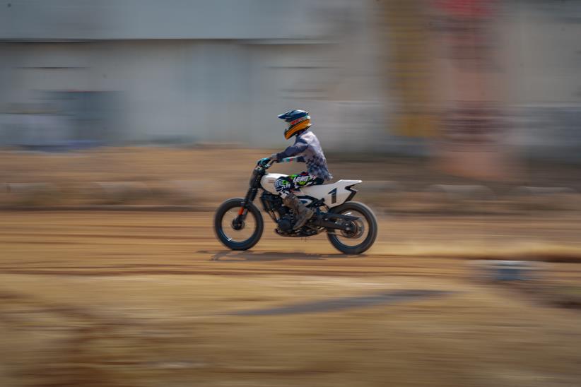 Royal Enfield FT450 being ridden on dirt