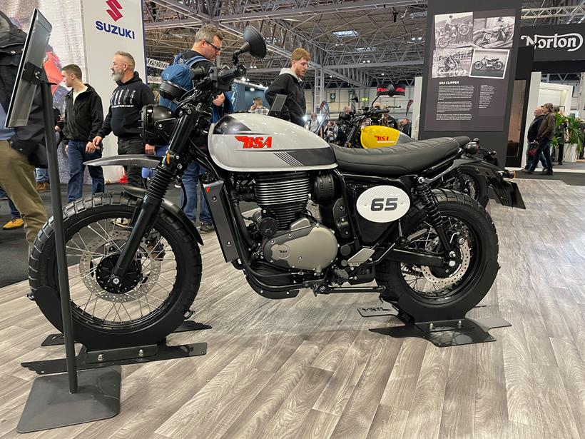 Side view of the BSA B65 Scrambler