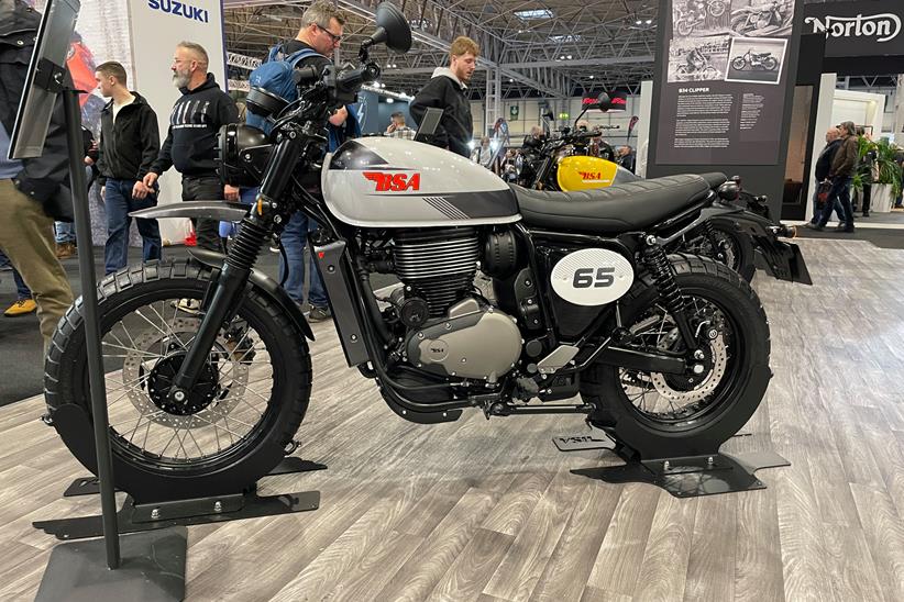 Side view of the BSA B65 Scrambler