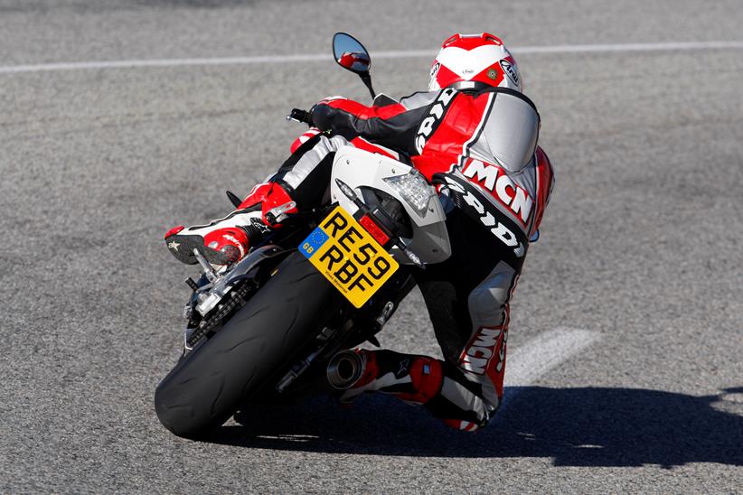 2009 BMW S1000RR with knee down