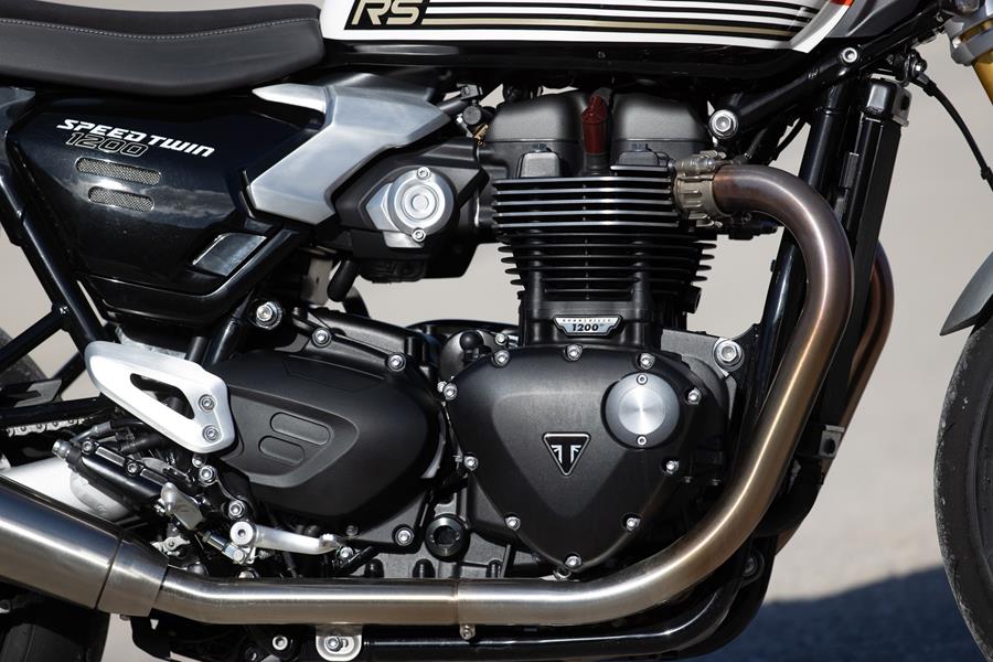 2025-on Triumph Speed Twin 1200RS right hand side shot of engine and exhaust