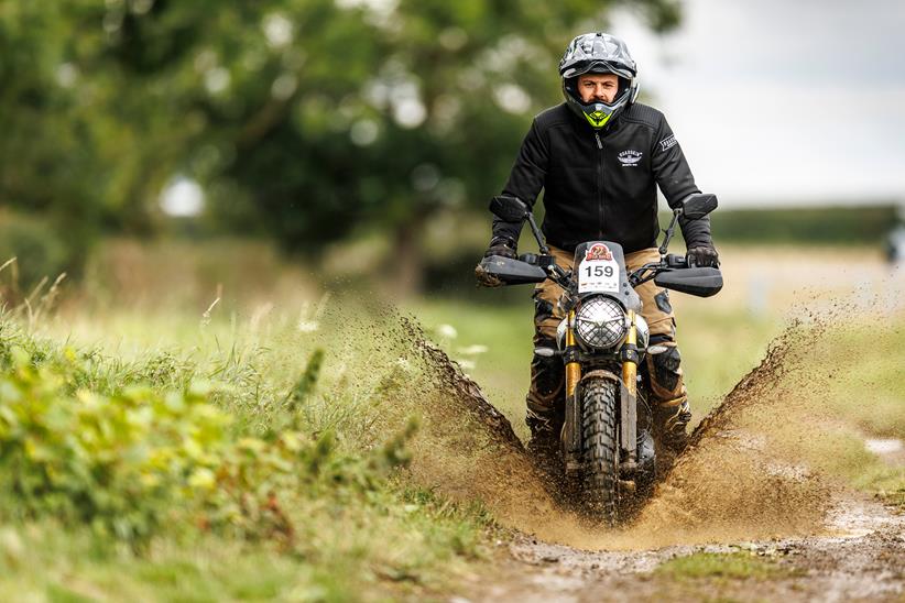 Rally Raid Triumph Scrambler 400 X ridden off road