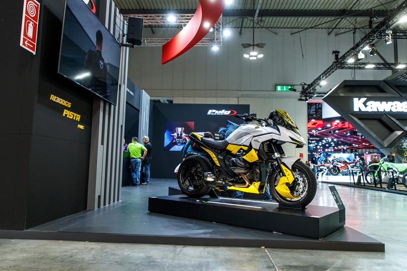 BMW R1300GS with Puig Pista kit on display at Eicma