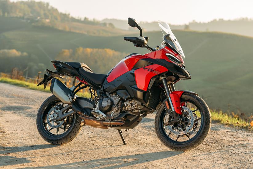 Ducati Multistrada V2 parked in a layby