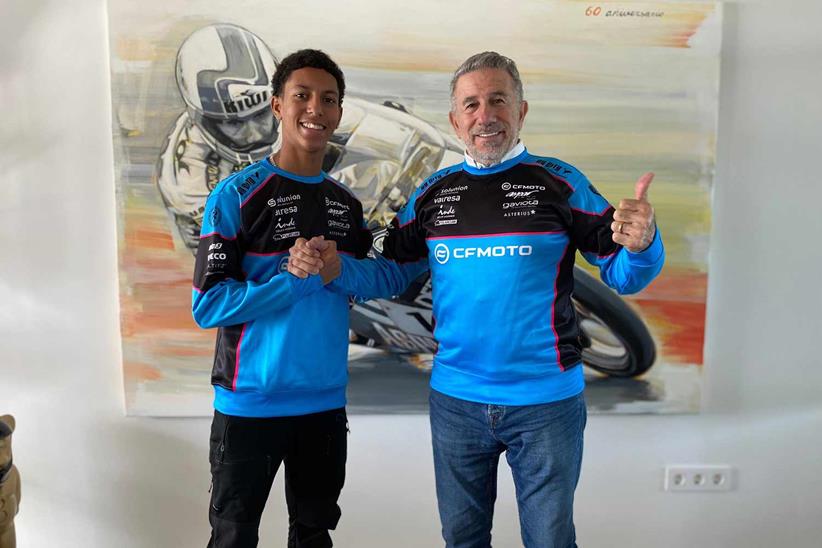 Sullivan Mounsey with Aspar Team Owner Jorge Martínez.